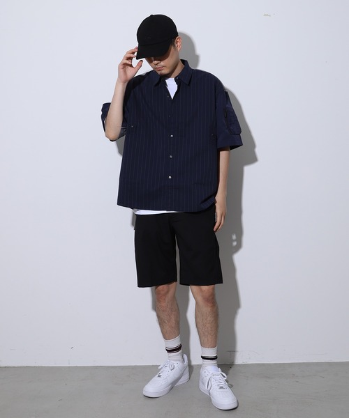 styles（スタイルス）の「EASTLOGUE MA-1 HALF SHIRT 1720SSHS03（シャツ/ブラウス・メンズ・ライトブルー/ネイビー・MEDIUM/LARGE）」の11枚目の写真
