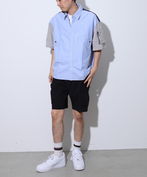 styles（スタイルス）の「EASTLOGUE MA-1 HALF SHIRT 1720SSHS03（シャツ/ブラウス・メンズ・ライトブルー/ネイビー・MEDIUM/LARGE）」の10枚目の写真
