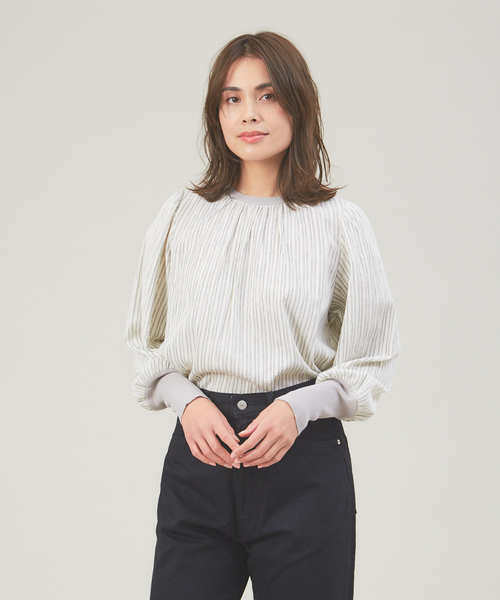 qualite（カリテ）の「エアリーストライプカットソー（Tシャツ/カットソー・レディース・ブラック/イエロー・フリー）」の2枚目の写真