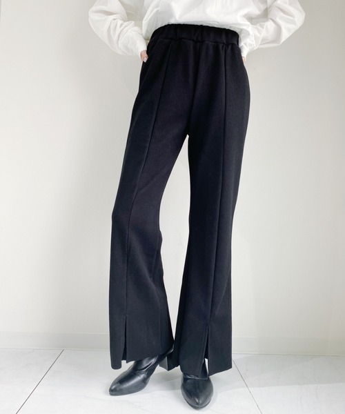 CLEA(クレア)の「センタースリットフレアリブパンツ(その他パンツ・レディース・ブラック/アイボリー・M)」の12枚目の写真