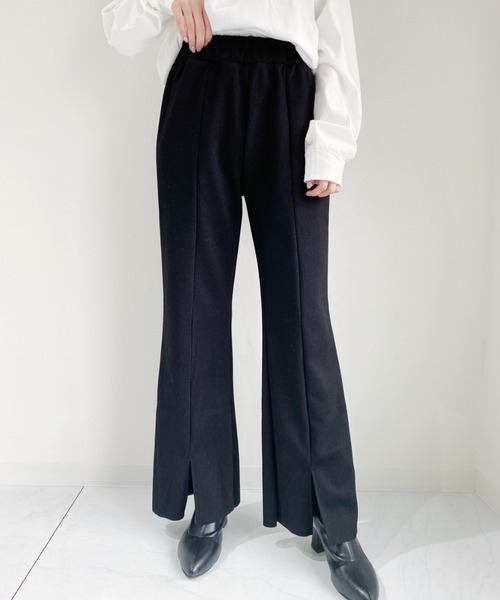 CLEA(クレア)の「センタースリットフレアリブパンツ(その他パンツ・レディース・ブラック/アイボリー・M)」の13枚目の写真