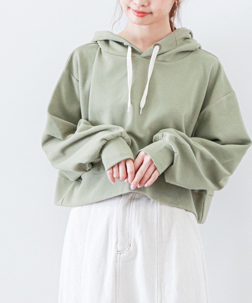 archives（アルシーヴ）の「抗菌防臭ポンチショートブルパーカ（パーカー・レディース・アイボリー/オフホワイト/ミント/ブルー・MEDIUM）」の3枚目の写真