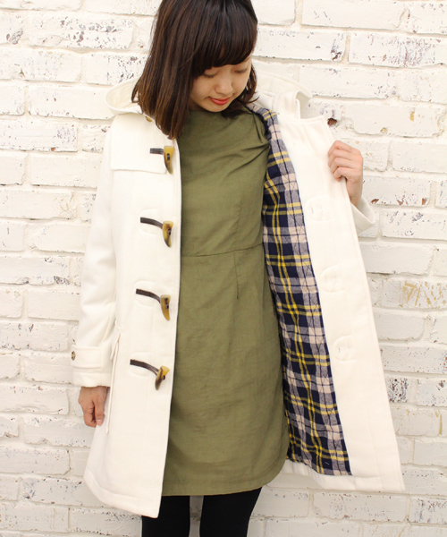 Kastane（カスタネ）の「【Kastane】ロングダッフルコート（ダッフルコート・レディース・ホワイト/チャコールグレー/ブラウン/ネイビー・MEDIUM/SMALL）」の18枚目の写真