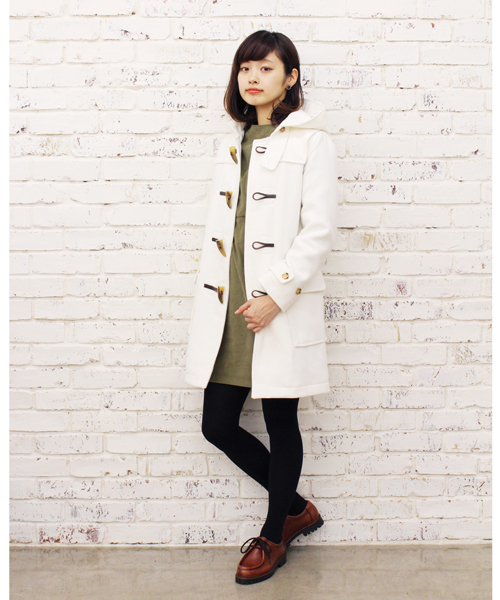 Kastane（カスタネ）の「【Kastane】ロングダッフルコート（ダッフルコート・レディース・ホワイト/チャコールグレー/ブラウン/ネイビー・MEDIUM/SMALL）」の12枚目の写真