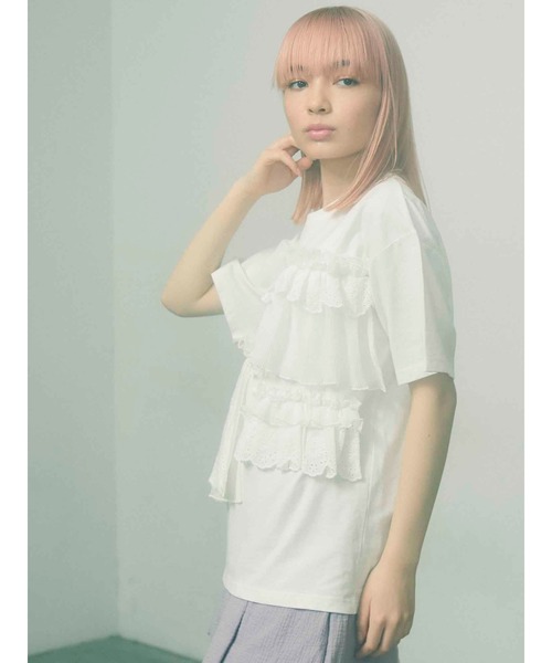 merry jenny（メリージェニー）の「frill frill Tee（Tシャツ/カットソー・レディース・オフホワイト/ブラック/グリーン・FREE）」の7枚目の写真