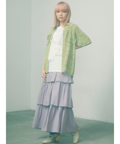 merry jenny（メリージェニー）の「frill frill Tee（Tシャツ/カットソー・レディース・オフホワイト/ブラック/グリーン・FREE）」の9枚目の写真