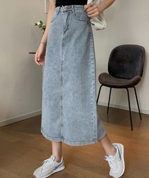 レディース キレカジバックスリットデニムスカート