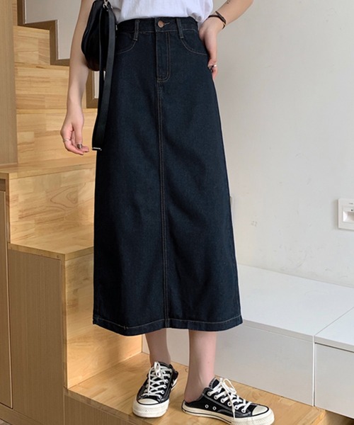 DAY CLOSET（デイ クローゼット）の「レディース キレカジバックスリットデニムスカート（デニムスカート・レディース・インディゴブルー/ライトブルー・S/L/M/XS）」の4枚目の写真