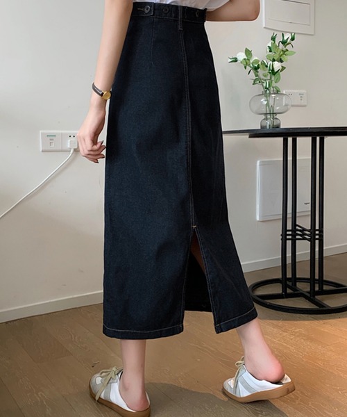 DAY CLOSET（デイ クローゼット）の「レディース キレカジバックスリットデニムスカート（デニムスカート・レディース・インディゴブルー/ライトブルー・S/L/M/XS）」の8枚目の写真