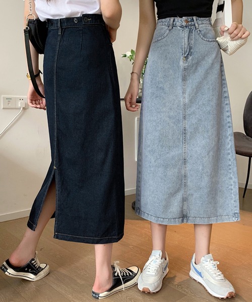 DAY CLOSET（デイ クローゼット）の「レディース キレカジバックスリットデニムスカート（デニムスカート・レディース・インディゴブルー/ライトブルー・S/L/M/XS）」の6枚目の写真