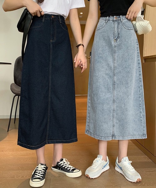 DAY CLOSET（デイ クローゼット）の「レディース キレカジバックスリットデニムスカート（デニムスカート・レディース・インディゴブルー/ライトブルー・S/L/M/XS）」の10枚目の写真