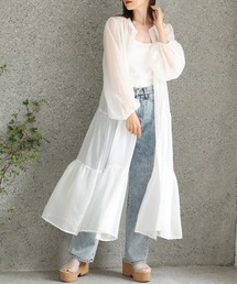 【ZOZO限定】バンドカラ―シアーティアードロングワンピース