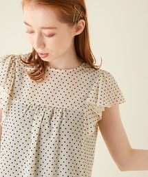 MADEMOISELLE ROPE' | フロッキードットラッフルノースリーブブラウス(シャツ/ブラウス)