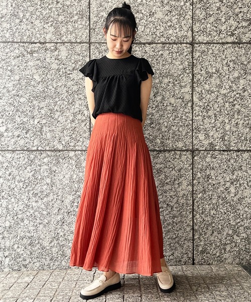 MADEMOISELLE ROPE'（マドモアゼル ロペ）の「フロッキードットラッフルノースリーブブラウス（シャツ/ブラウス・レディース・ホワイト/ブラック/グリーン・38）」の18枚目の写真