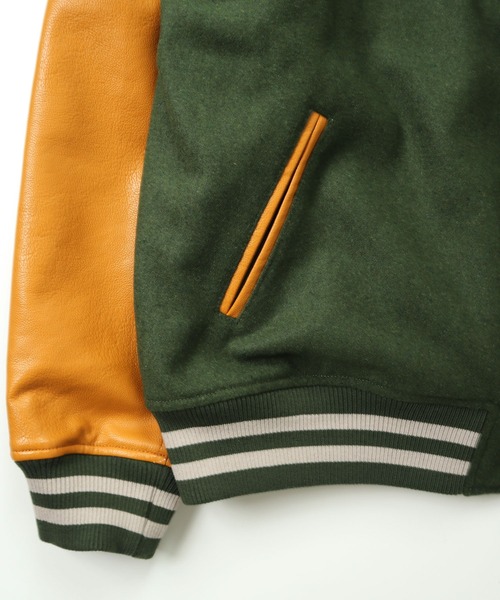 VISION STREET WEAR（ヴィジョンストリートウェア）の「VISION STREET WEAR メルトンPUスタジャン アワードジャケット/バーシティジャケット（スタジャン・メンズ・ネイビー/ブラック/グリーン/ダークグリーン/バーガンディー/ブルー系その他/マルチ/ブラック系その他/ブラック系その他2/その他/ブルー系その他2/グリーン系その他/グリーン系その他2・M/LL/L）」の22枚目の写真