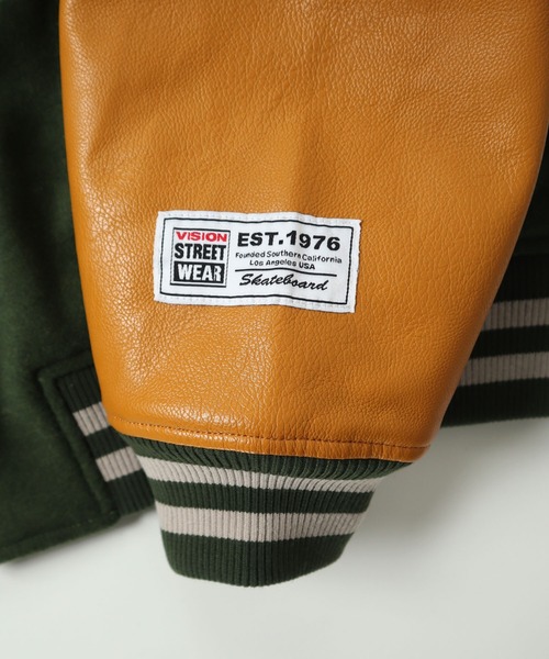 VISION STREET WEAR（ヴィジョンストリートウェア）の「VISION STREET WEAR メルトンPUスタジャン アワードジャケット/バーシティジャケット（スタジャン・メンズ・ネイビー/ブラック/グリーン/ダークグリーン/バーガンディー/ブルー系その他/マルチ/ブラック系その他/ブラック系その他2/その他/ブルー系その他2/グリーン系その他/グリーン系その他2・M/LL/L）」の18枚目の写真