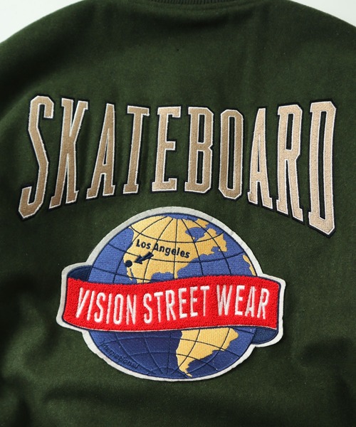 VISION STREET WEAR（ヴィジョンストリートウェア）の「VISION STREET WEAR メルトンPUスタジャン アワードジャケット/バーシティジャケット（スタジャン・メンズ・ネイビー/ブラック/グリーン/ダークグリーン/バーガンディー/ブルー系その他/マルチ/ブラック系その他/ブラック系その他2/その他/ブルー系その他2/グリーン系その他/グリーン系その他2・M/LL/L）」の15枚目の写真