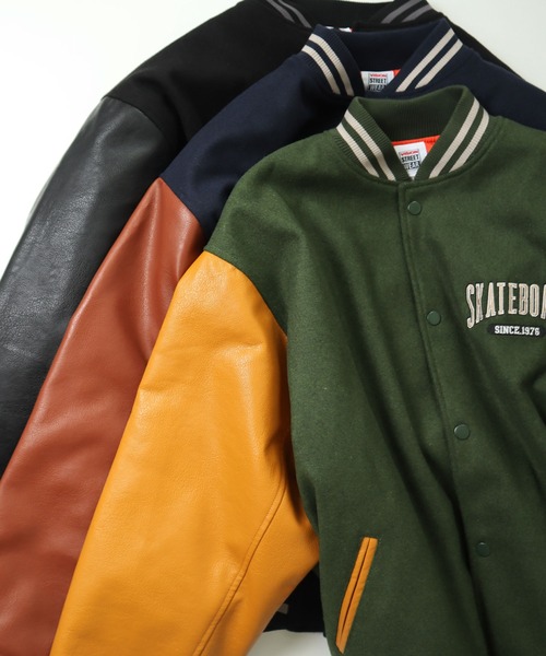 VISION STREET WEAR（ヴィジョンストリートウェア）の「VISION STREET WEAR メルトンPUスタジャン アワードジャケット/バーシティジャケット（スタジャン・メンズ・ネイビー/ブラック/グリーン/ダークグリーン/バーガンディー/ブルー系その他/マルチ/ブラック系その他/ブラック系その他2/その他/ブルー系その他2/グリーン系その他/グリーン系その他2・M/LL/L）」の17枚目の写真