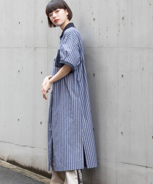 La SRIC(ラスリック)の「La SRIC / ストライプポロワンピース(ワンピース・レディース・ベージュ/ネイビー・38)」の3枚目の写真