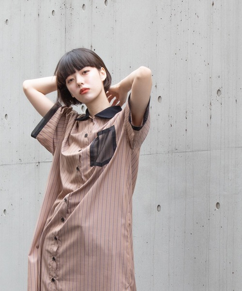 La SRIC(ラスリック)の「La SRIC / ストライプポロワンピース(ワンピース・レディース・ベージュ/ネイビー・38)」の4枚目の写真