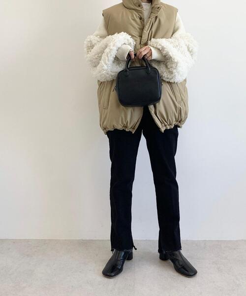 CITEN(シテン)の「<CITEN(シテン)>スクエアミニ ボストンバッグ(ボストンバッグ・レディース・ダークブラウン/オフホワイト/ブラック・FREE)」の2枚目の写真