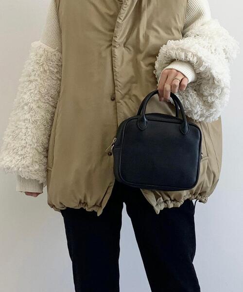 CITEN(シテン)の「<CITEN(シテン)>スクエアミニ ボストンバッグ(ボストンバッグ・レディース・ダークブラウン/オフホワイト/ブラック・FREE)」の6枚目の写真