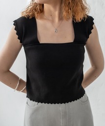 パット付スカラップニットタンクトップ