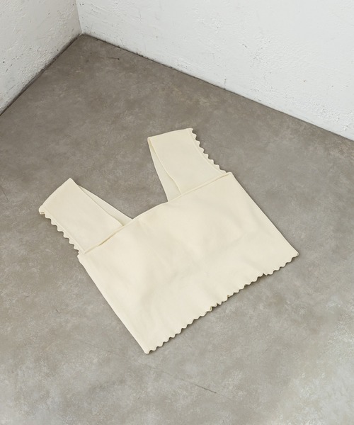 mystic（ミスティック）の「パット付スカラップニットタンクトップ（タンクトップ・レディース・ブラック/ピンク/グリーン/アイボリー・FREE）」の5枚目の写真