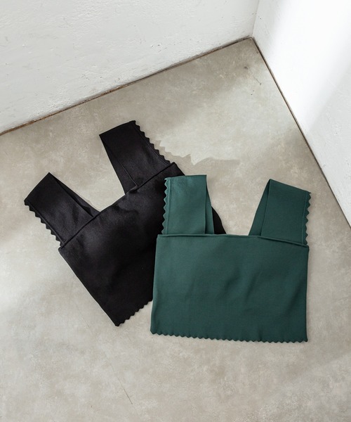 mystic（ミスティック）の「パット付スカラップニットタンクトップ（タンクトップ・レディース・ブラック/ピンク/グリーン/アイボリー・FREE）」の7枚目の写真