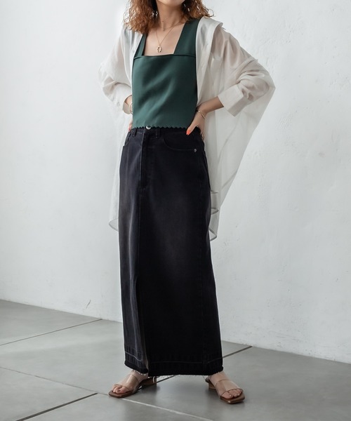 mystic（ミスティック）の「パット付スカラップニットタンクトップ（タンクトップ・レディース・ブラック/ピンク/グリーン/アイボリー・FREE）」の14枚目の写真