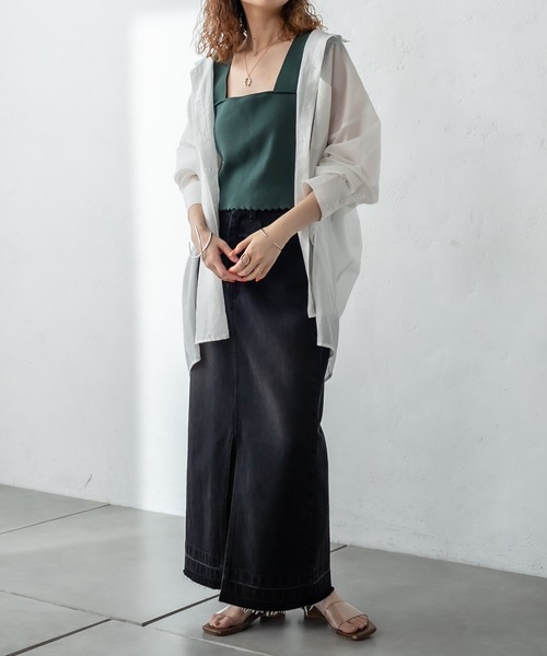 mystic（ミスティック）の「パット付スカラップニットタンクトップ（タンクトップ・レディース・ブラック/ピンク/グリーン/アイボリー・FREE）」の15枚目の写真