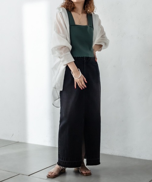 mystic（ミスティック）の「パット付スカラップニットタンクトップ（タンクトップ・レディース・ブラック/ピンク/グリーン/アイボリー・FREE）」の16枚目の写真