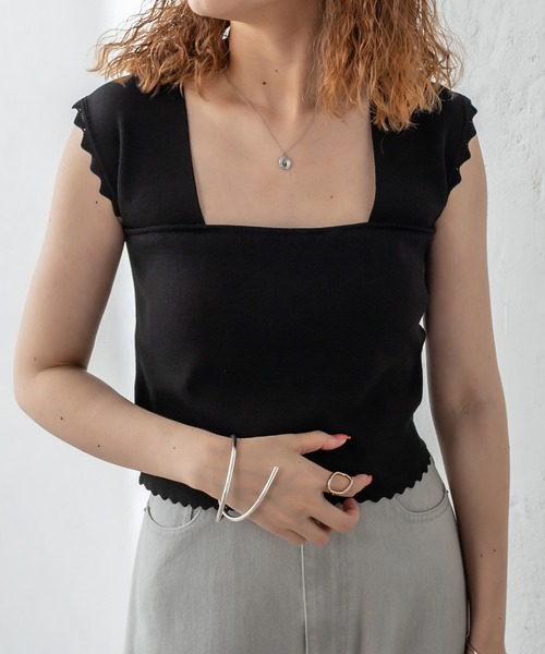 mystic（ミスティック）の「パット付スカラップニットタンクトップ（タンクトップ・レディース・ブラック/ピンク/グリーン/アイボリー・FREE）」の22枚目の写真