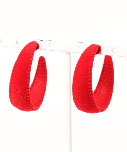 juweel(ユウェル)の「レディース ベロアフープピアス(ピアス(両耳用)・レディース・ブラック/レッド/オフホワイト/ピンク/イエロー/ブルー/ワインレッド/エメラルド・FREE)」の16枚目の写真