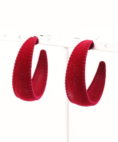 juweel(ユウェル)の「レディース ベロアフープピアス(ピアス(両耳用)・レディース・ブラック/レッド/オフホワイト/ピンク/イエロー/ブルー/ワインレッド/エメラルド・FREE)」の14枚目の写真