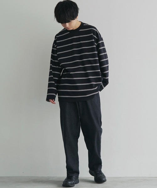 トップス goodness border l/s T-shirt Graphpaper - Gradient Border L/S Tee -Tシャツ-（Black