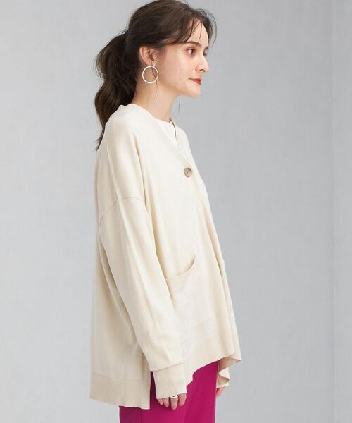 green label relaxing（グリーンレーベルリラクシング）の「ハイゲージ ボックス Vネック カーディガン -ウォッシャブル-（カーディガン/ボレロ・レディース・ナチュラル/オレンジ/ブラック/コバルトブルー・FREE）」の9枚目の写真