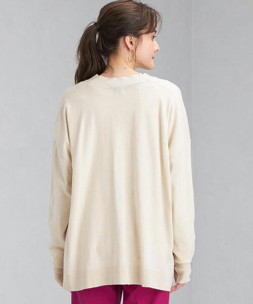 green label relaxing（グリーンレーベルリラクシング）の「ハイゲージ ボックス Vネック カーディガン -ウォッシャブル-（カーディガン/ボレロ・レディース・ナチュラル/オレンジ/ブラック/コバルトブルー・FREE）」の8枚目の写真