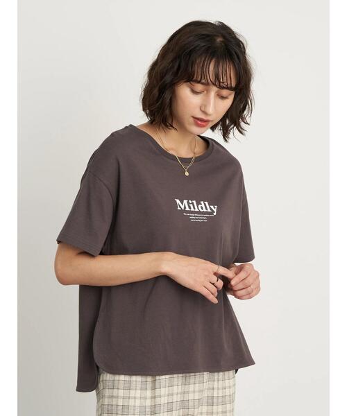 earth music&ecology（アースミュージックアンドエコロジー）の「MildlyロゴTシャツ *（Tシャツ/カットソー・レディース・オフホワイト/チャコールグレー/ライトベージュ/ライトパープル・FREE）」の6枚目の写真