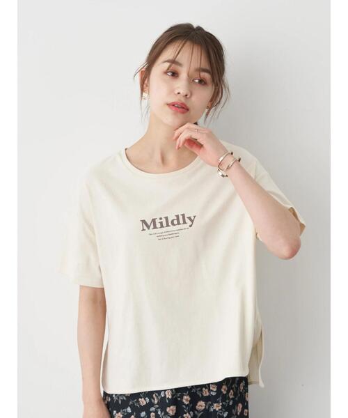 earth music&ecology（アースミュージックアンドエコロジー）の「MildlyロゴTシャツ *（Tシャツ/カットソー・レディース・オフホワイト/チャコールグレー/ライトベージュ/ライトパープル・FREE）」の9枚目の写真