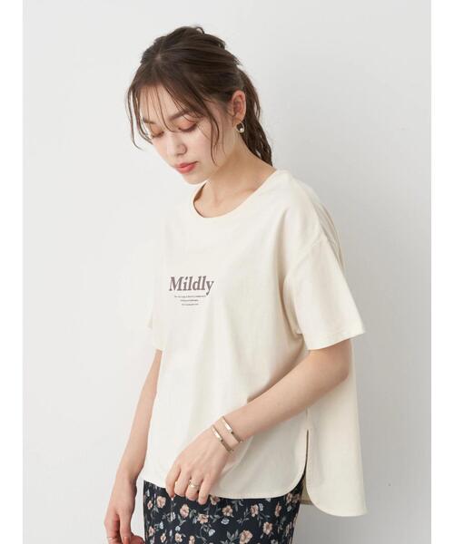 earth music&ecology（アースミュージックアンドエコロジー）の「MildlyロゴTシャツ *（Tシャツ/カットソー・レディース・オフホワイト/チャコールグレー/ライトベージュ/ライトパープル・FREE）」の10枚目の写真