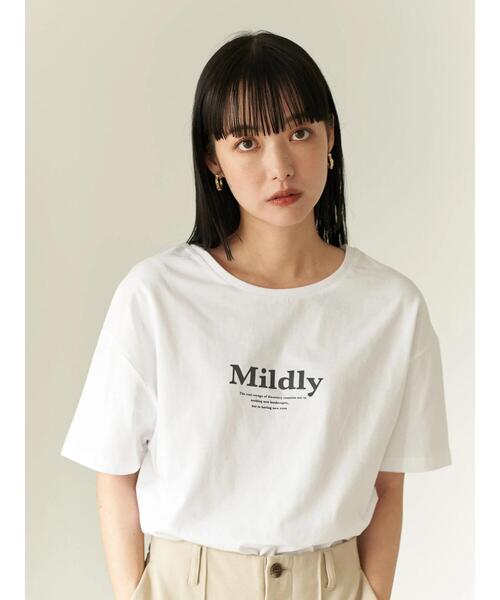 earth music&ecology（アースミュージックアンドエコロジー）の「MildlyロゴTシャツ *（Tシャツ/カットソー・レディース・オフホワイト/チャコールグレー/ライトベージュ/ライトパープル・FREE）」の19枚目の写真