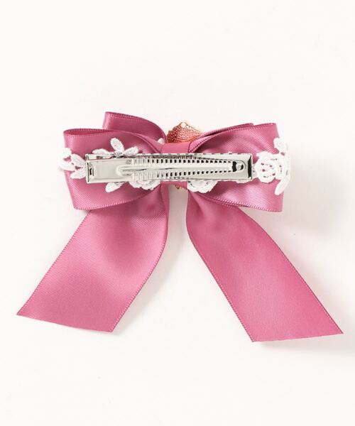 axes femme（アクシーズファム）の「カボション付リボンクリップ（バレッタ/ヘアクリップ・キッズ・ピンク/ラベンダー・MEDIUM）」の3枚目の写真