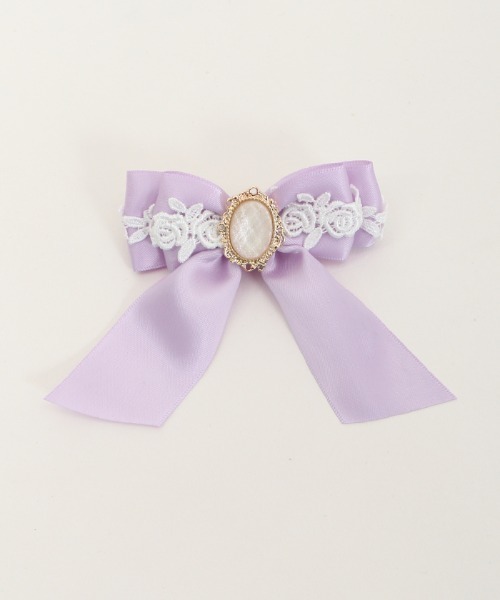 axes femme（アクシーズファム）の「カボション付リボンクリップ（バレッタ/ヘアクリップ・キッズ・ピンク/ラベンダー・MEDIUM）」の9枚目の写真