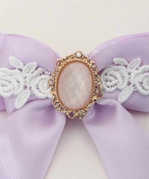 axes femme（アクシーズファム）の「カボション付リボンクリップ（バレッタ/ヘアクリップ・キッズ・ピンク/ラベンダー・MEDIUM）」の6枚目の写真