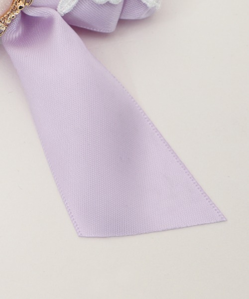 axes femme（アクシーズファム）の「カボション付リボンクリップ（バレッタ/ヘアクリップ・キッズ・ピンク/ラベンダー・MEDIUM）」の5枚目の写真