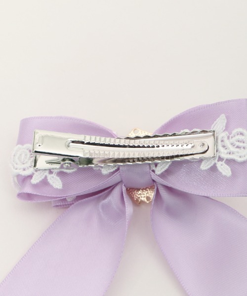 axes femme（アクシーズファム）の「カボション付リボンクリップ（バレッタ/ヘアクリップ・キッズ・ピンク/ラベンダー・MEDIUM）」の4枚目の写真