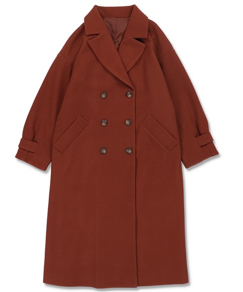 SPINNS(スピンズ)の「オーバーサイズフェイクウールトレンチコート(トレンチコート・レディース・ブラック/ベージュ/オレンジ/モカ・ONESIZE)」の4枚目の写真