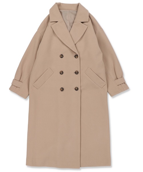 SPINNS(スピンズ)の「オーバーサイズフェイクウールトレンチコート(トレンチコート・レディース・ブラック/ベージュ/オレンジ/モカ・ONESIZE)」の7枚目の写真