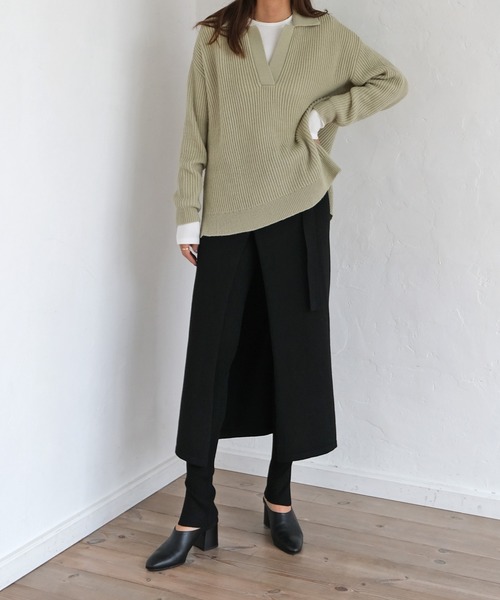 AKTE（アクテ）の「スキッパーニットプルオーバー（ニット/セーター・レディース・ピンク/グリーン・FREE）」の3枚目の写真